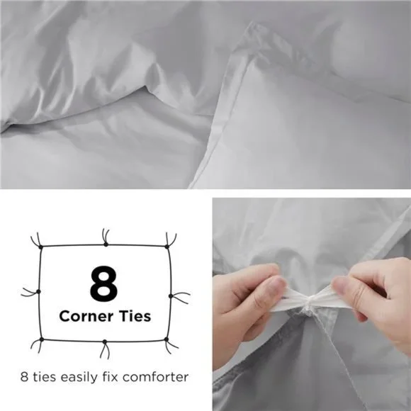 Silver Grey Duvet Cover Queen Size -Soft Brushed Microfiber Duvet Cover for Kids - Picture 5 of 6